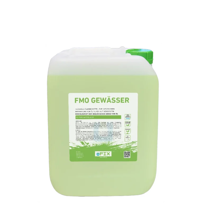 FMO Gewässer – Flüssiges Ölbindemittel zur Behandlung von Ölfilmen auf Wasseroberflächen.