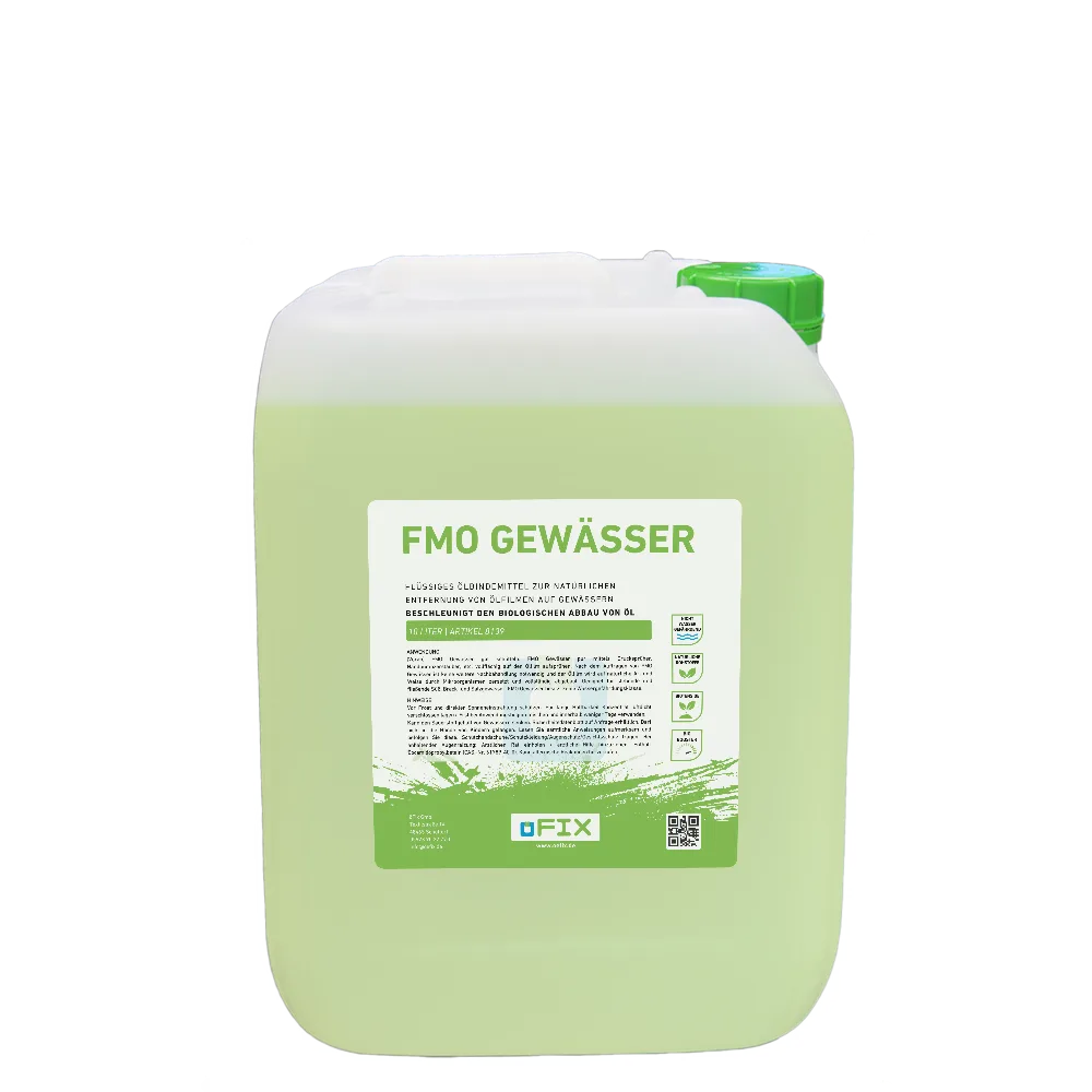 FMO Gewässer – Flüssiges Ölbindemittel zur Behandlung von Ölfilmen auf Wasseroberflächen.