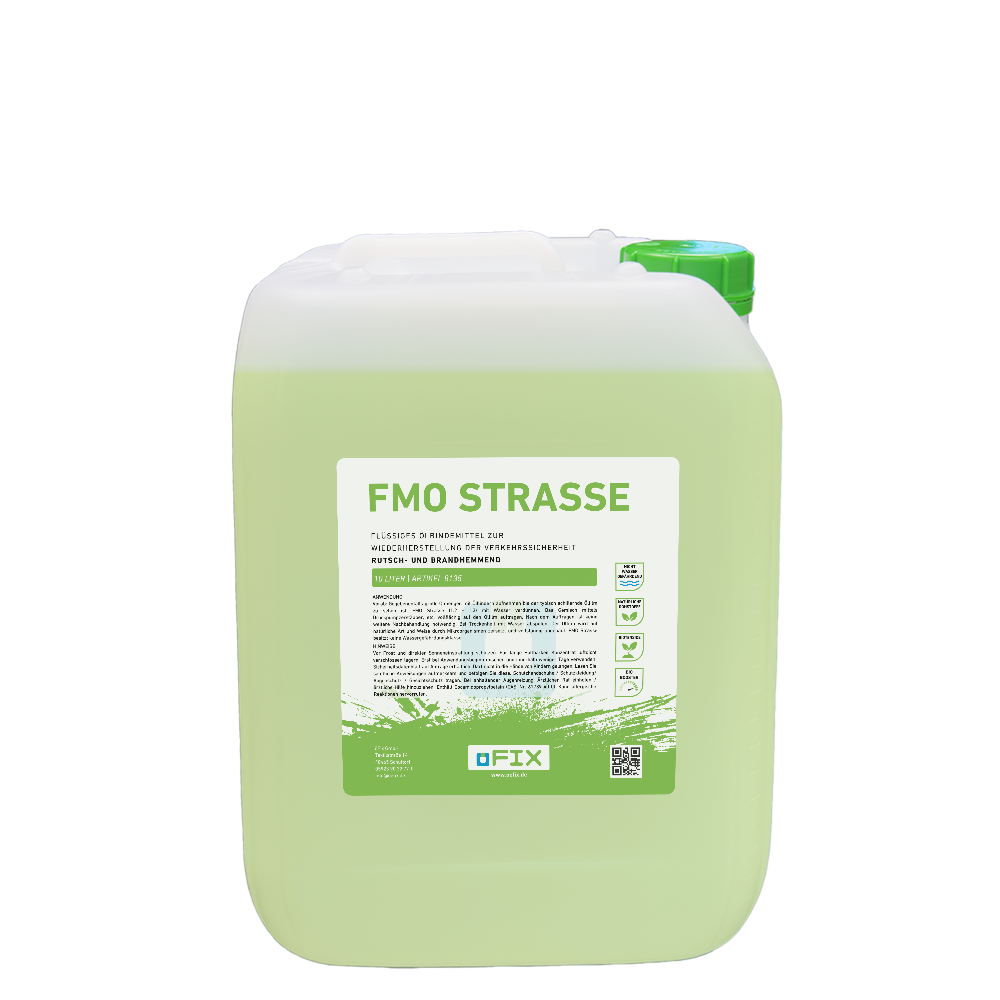 FMO Strasse – Flüssiges Ölbindemittel für die manuelle Reinigung kleinerer Ölspuren auf Verkehrsflächen.